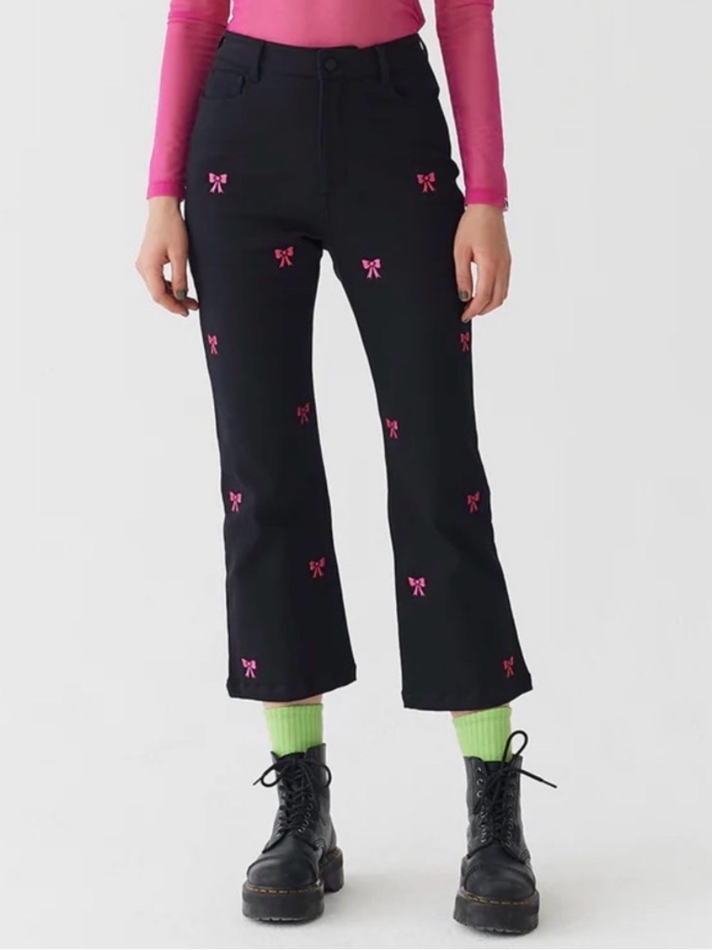 Lazy Oaf Little Bow Kick Flare Jeans
